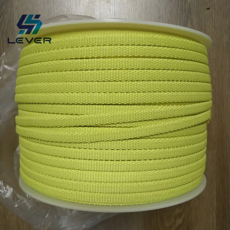 Heat Fire Resistant Flat Aramid Fiber Customized Braided Kevlar Ropes tempered glass machine roller rope