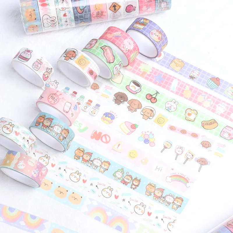 Custom Design Personalized Cute Logo Stickers Adhesive Sticker Roll Decorative Waterproof Vinyl Washi Tape Roll