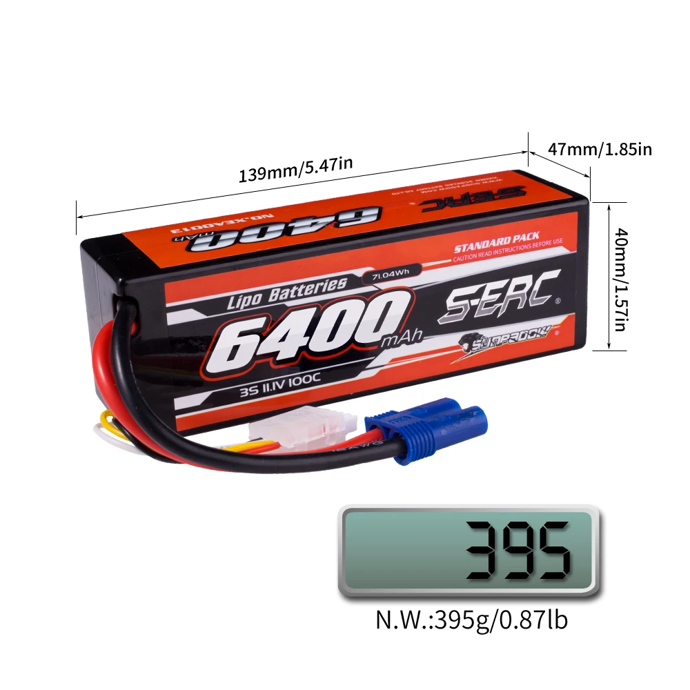 SUNPADOW 3S Lipo аккумулятор 6400 мАч 11 1 В 100C жесткий чехол RC с разъемом EC5 для 1/8 1/10 транспортных средств автомобиля грузовик бак багги