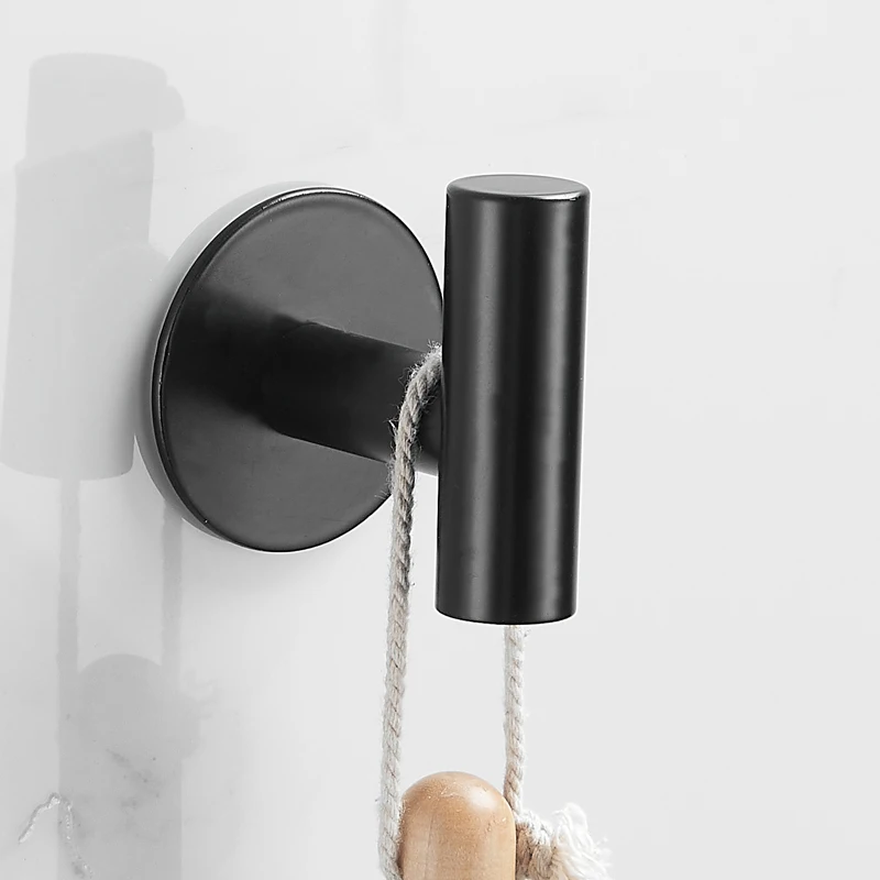 Wholesale Shower Hook Wall Mounted Stainless Steel Coat Hanger Black Bathroom Hook