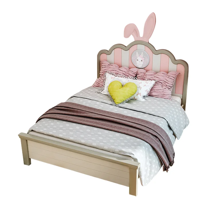 
1.5m Fantasy Castle Cartoon Bunny Ears Pink Princess Girls Bed 