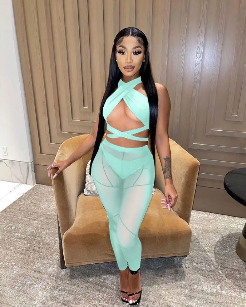 2022 Plus Size Women Ladies Long Sleeves Winter Two Piece Outfits Joggers Sweatshirts Pants Set Mesh 2 Piece Sets Fall Clothes