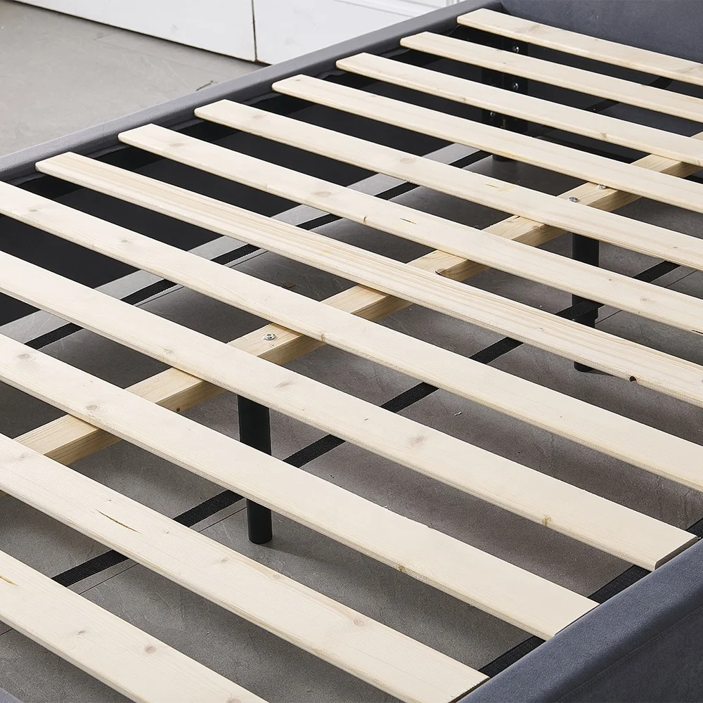 Modern bedroom furniture set luxury king size bed classic up-holstered solid wood bed frame manufacture