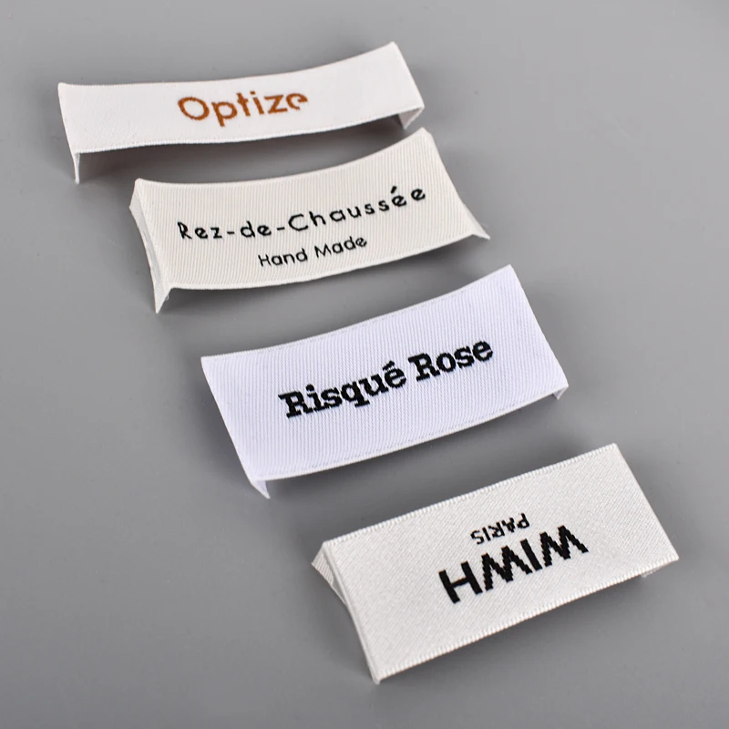 Custom Clothing Woven Label Durable Polyester End Fold Neck Labels for Garments for Shoes and Bags woven labels