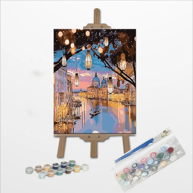 DIY digital painting living room decorative wall art New product Venice City view digital oil painting