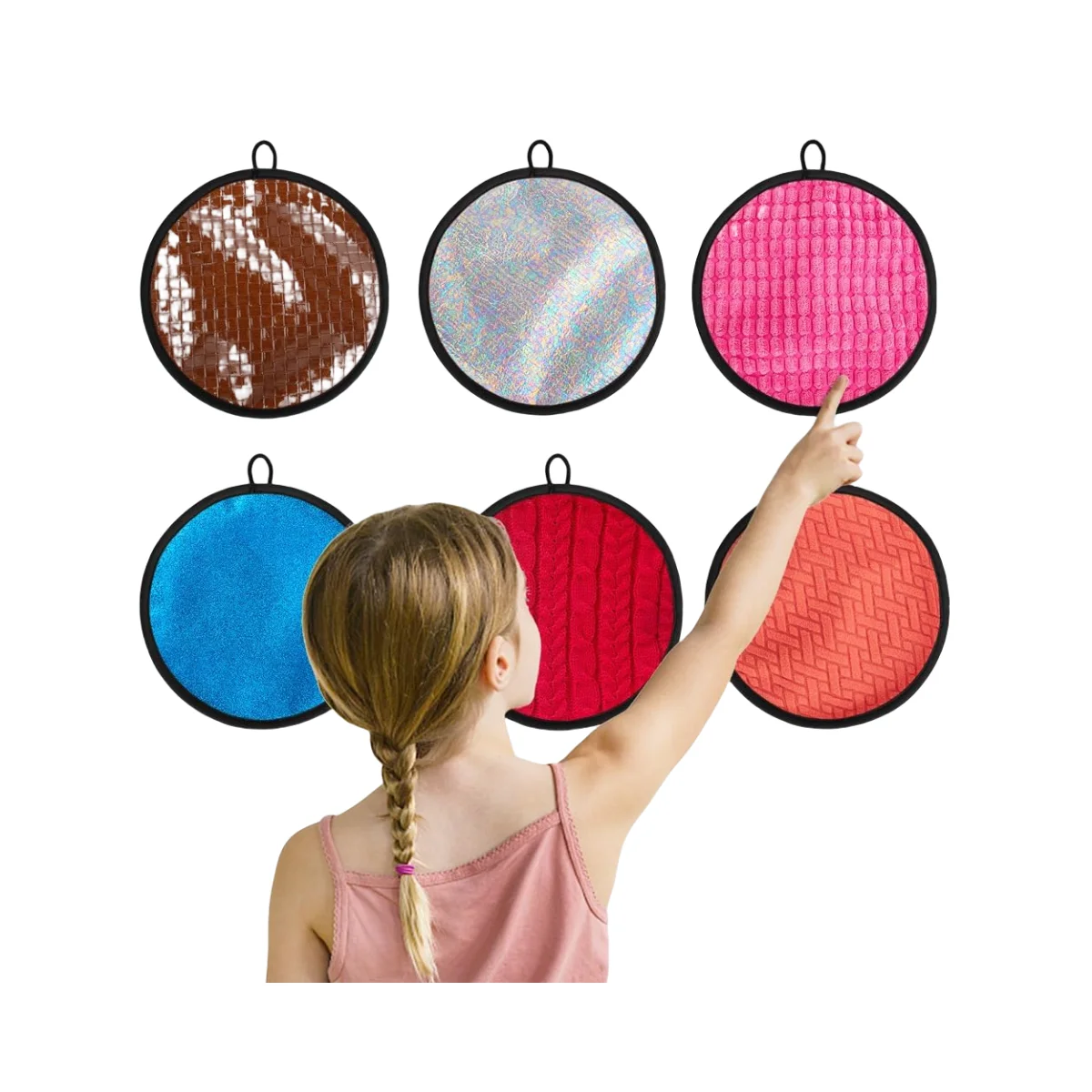 16 Set Round Sensory Mini Mats Textured Sensory Tiles Sensory Toys Tactile Sensory Walls  Autistic Children Babies Toddlers