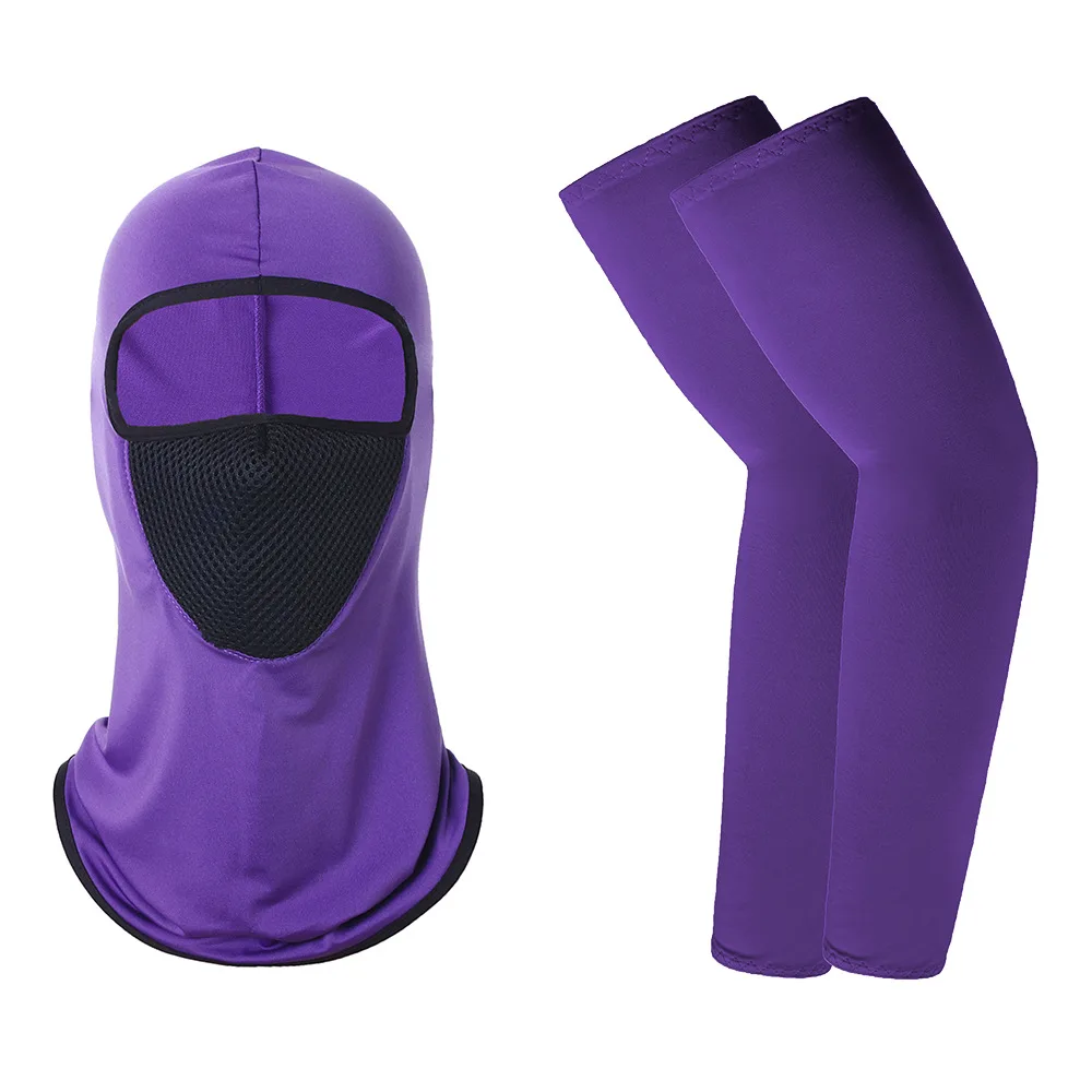 
2 Pieces Outdoor Sport Cooling Arm Sleeves Cover Cycling UV Sun Protection Outdoor Balaclava Full Face Mask 