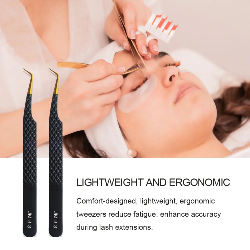 Eyelash Applicator Tweezers Beauty Tool Stainless Steel Laah Tweezers Plier 45 90 Degree fiber tip tweezers