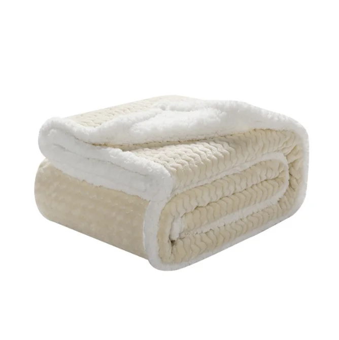 Custom Double Layer Winter Warm Soft For Beds Jacquard Throw Flannel Weave Sherpa Blanket