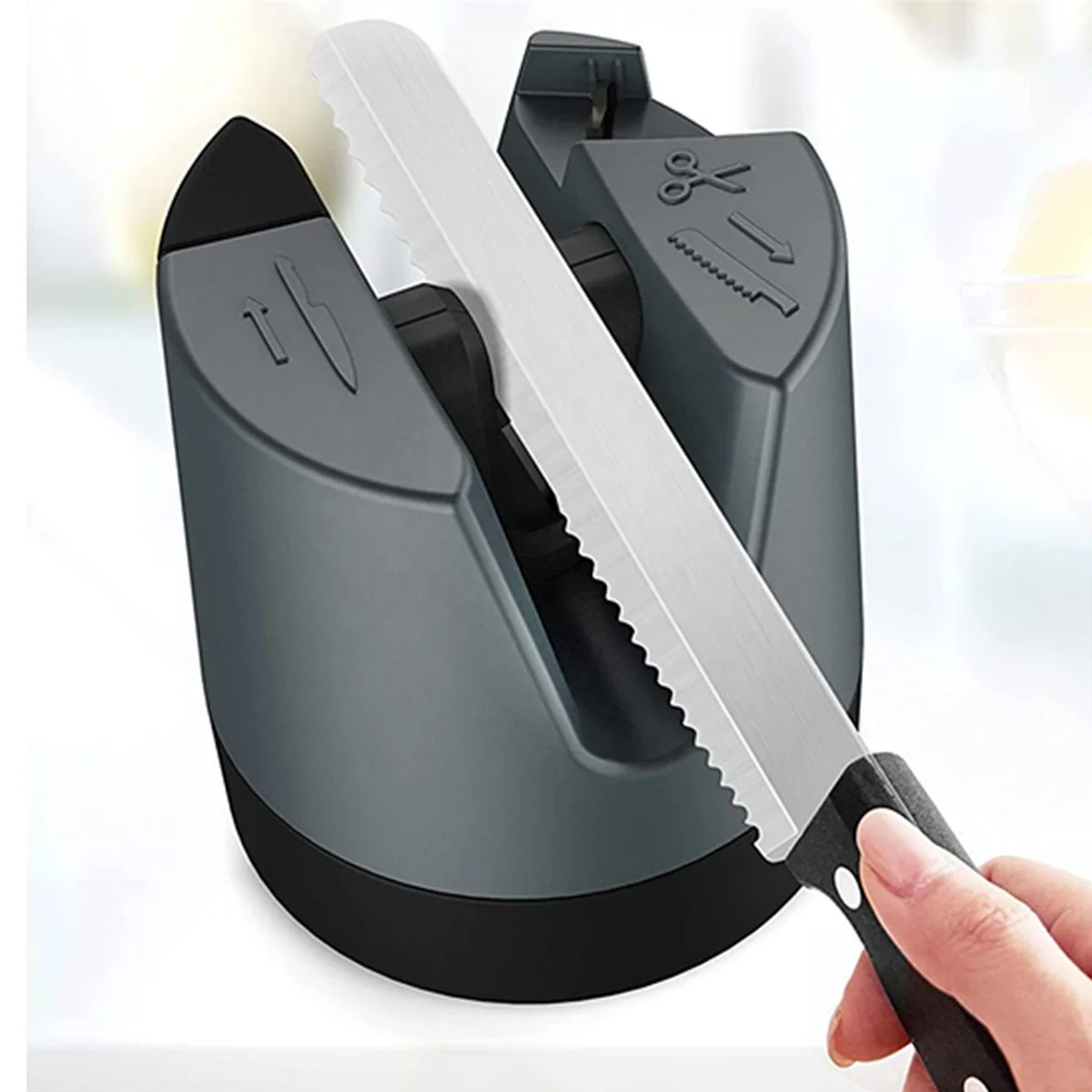 Kitchen Chef Knife Scissors Sharpener for Straight & Serrated Knives