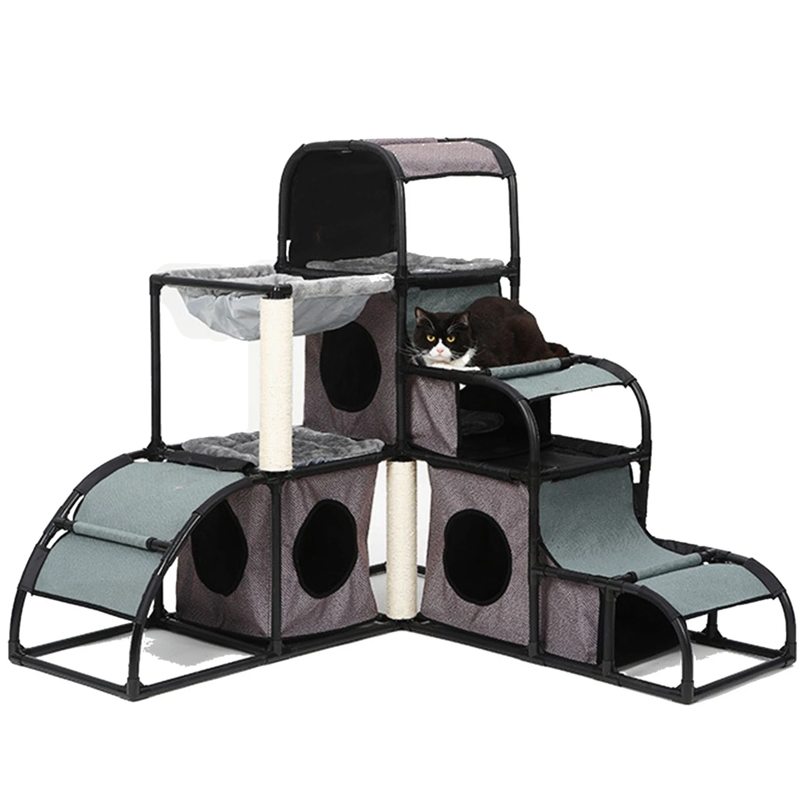 Petdom Luxury Sisal Priced Cat Activity Condo Tree Tower Modern House Diy Furniture Cat Scratcher Tree House