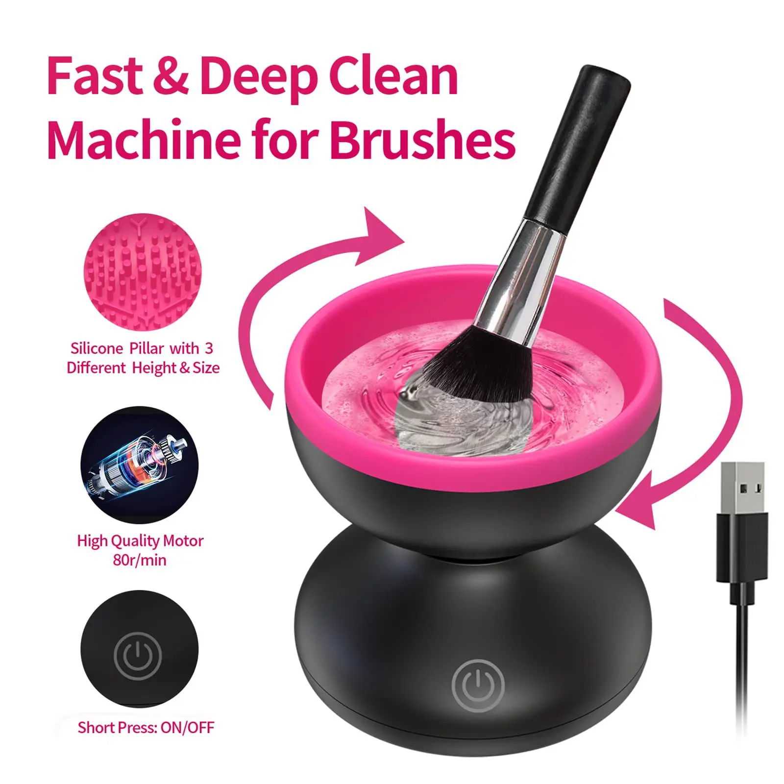 electric cosmetic brush cleaning tool automatic washer quick drying washer Makeup brush cleaner