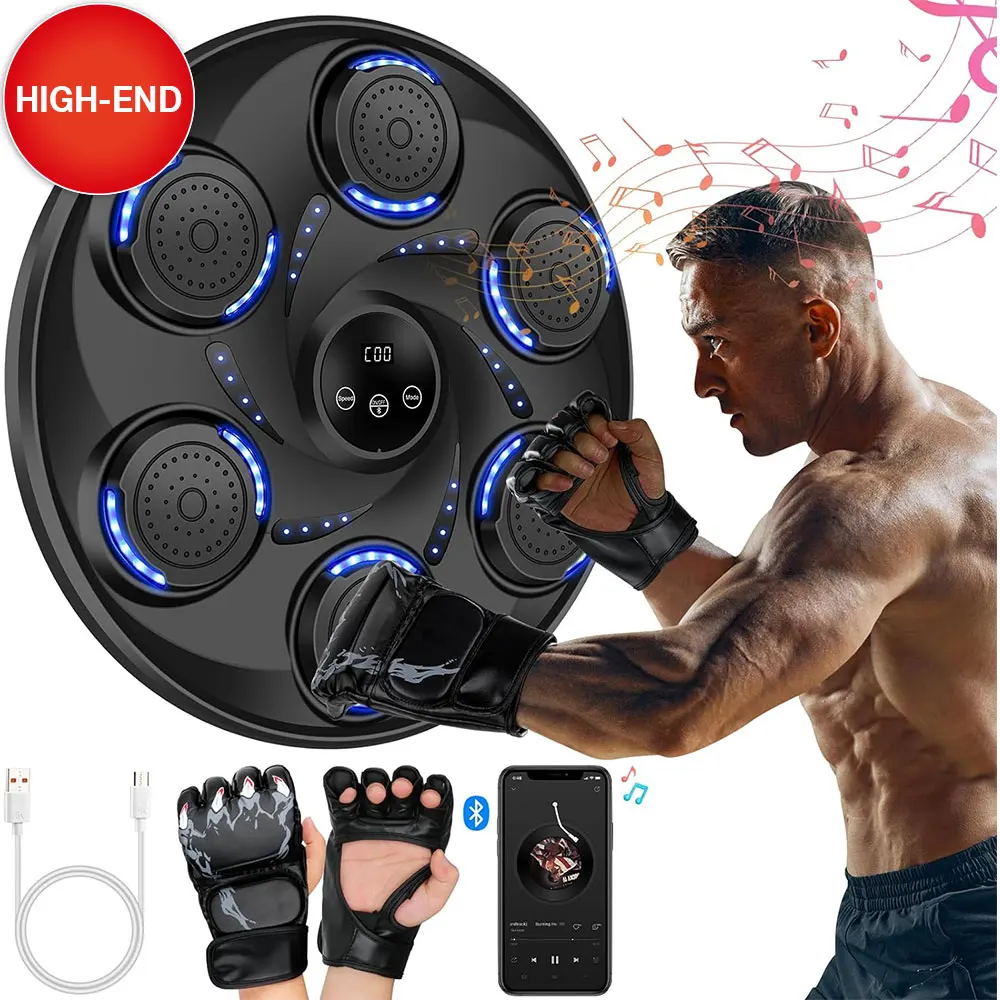 One Punch Electronic Boxing Training Pu Holdbody 9 Training Modes Led Strength Testing With Boxing Gloves Music Boxing Machine