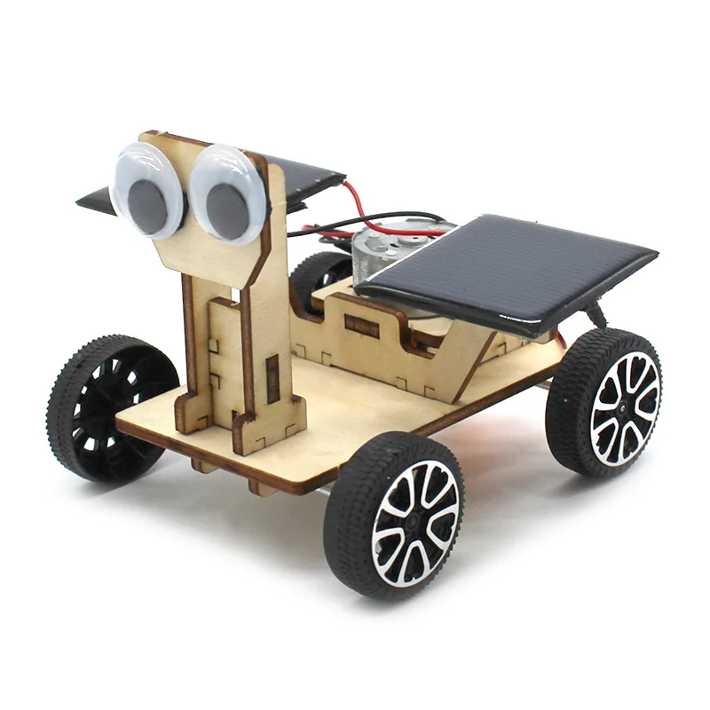 DIY STEM Kit Solar Toys Big Eyes Double Solar Panels Solar Powered Car Science Engineering Toys Educational Equipment For School