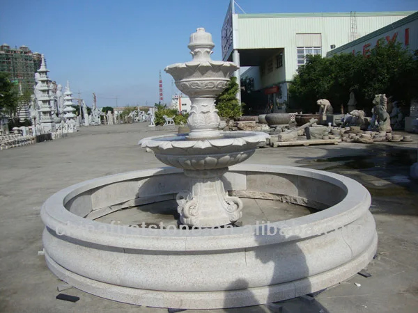 Hotel Home Outdoor Yellow Natural Stone Large Marble Antique 3 Tiered Water Fountains Outdoor Garden