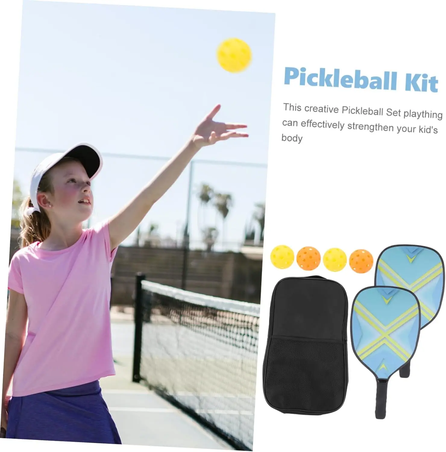 2 Customized Graphite Pickleball Paddles With 1 Bag And 2 Outdoor Yellow Pickleballs 2 Indoor Orange Pickleballs