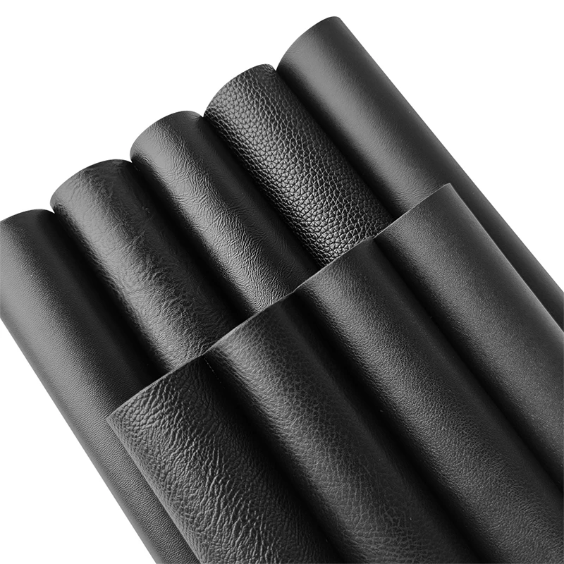 All Black Series Texture Embossed Synthetic Faux Leather Fabric Cotton Backing for Making Upholstery Garment Accessories