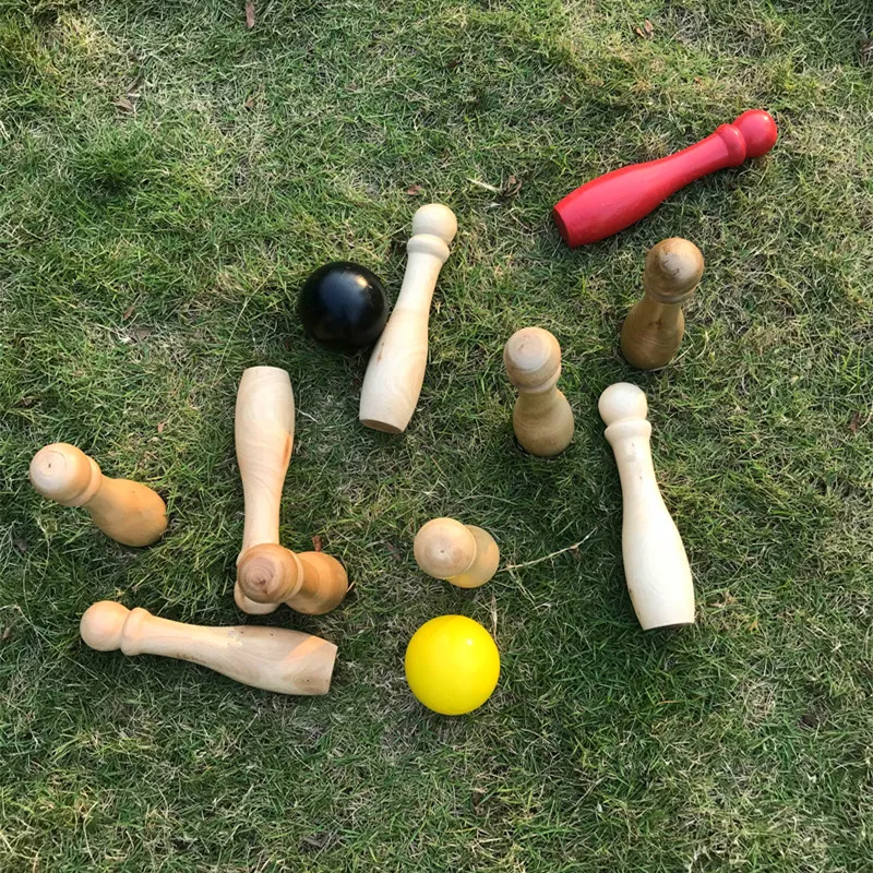 Игра для боулинга с деревянной лужайкой в помещении и на улице/шар для скиттла-для семьи и детей