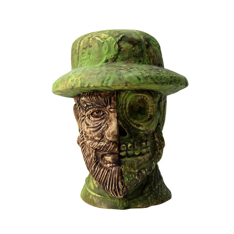 American Bar Creative Boat Tiki Cup Hawaiian Ceramic Skull Face Cocktail Cup Tiki Cup Beer Mug Custom Shape Color Size