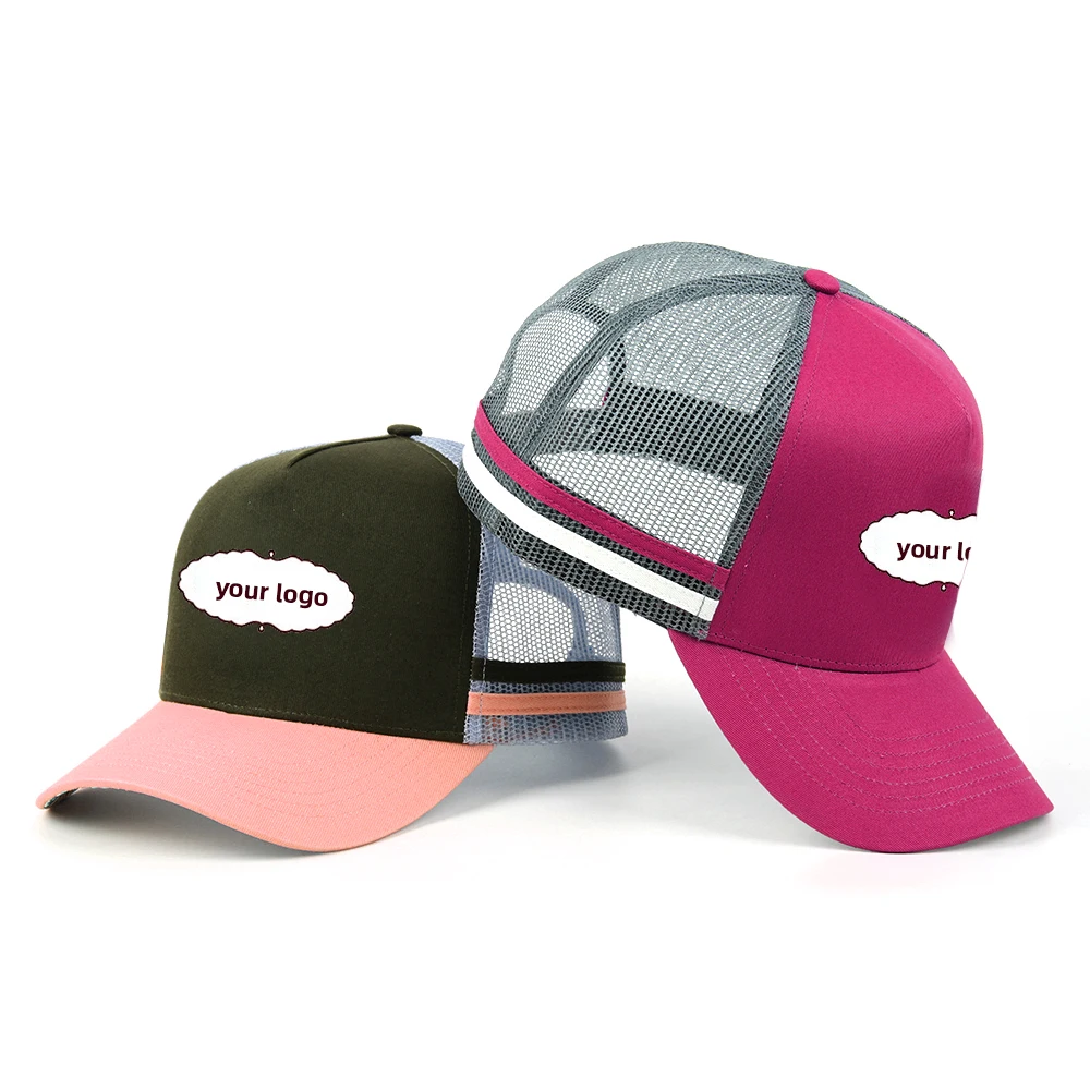 Custom Bulk Australian Quality 5 Panel High Profile Underbrim Printing Structured Cap Gorras Mesh Trucker Hat with print logo