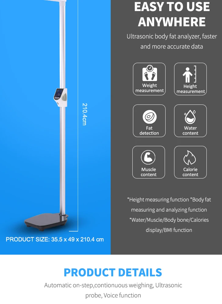 New 200kg Max Weight Height Measuring Scale Ultrasound Scale For Height And Weight