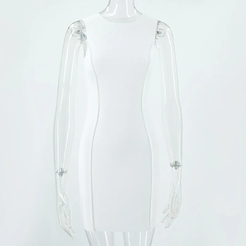 2023 New Arrival Solid Color Ins Fashion Round Collar Sleeveless Women Dress