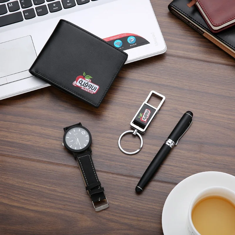 Promotional Fashion Business Gift Set Wallet Key Chain Watch Ballpoint Pen Office Stationery Business Gift Set Luxury