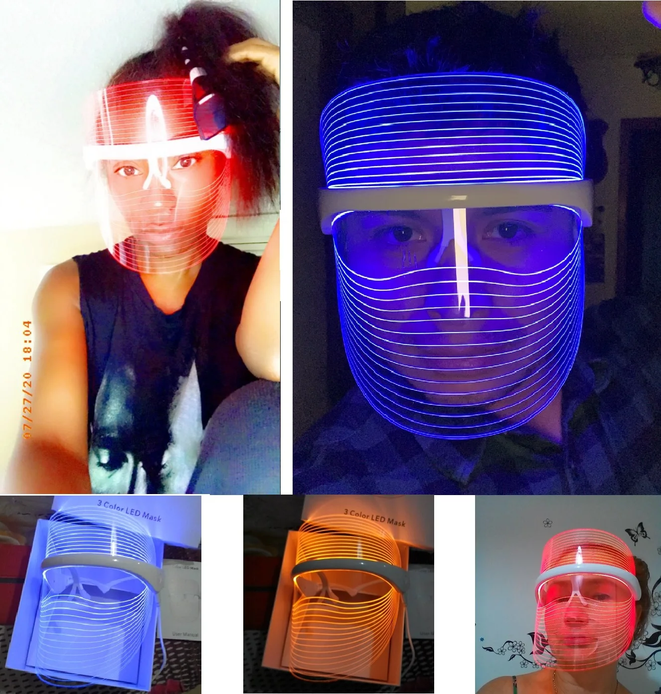 Rechargeable 7 Colors Light Therapy Photon Facial beauty PDT LED Therapy  beauty care