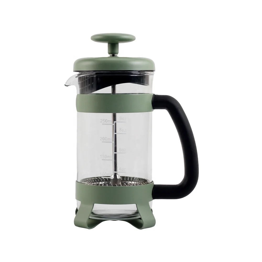 New design green frame glass coffee french press