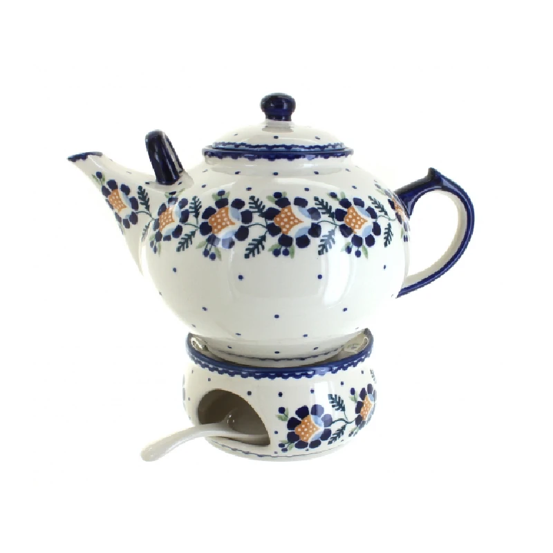 Vintage floral ceramic tea set tea pot with warmer