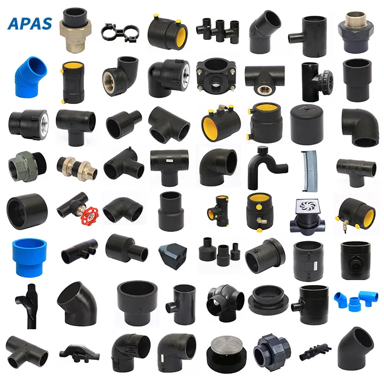 APAS China Factory Price All Types HDPE Pe Pipe Fitting  Fittings  For water supply drainage HVAC Aquaculture Gas Submarine