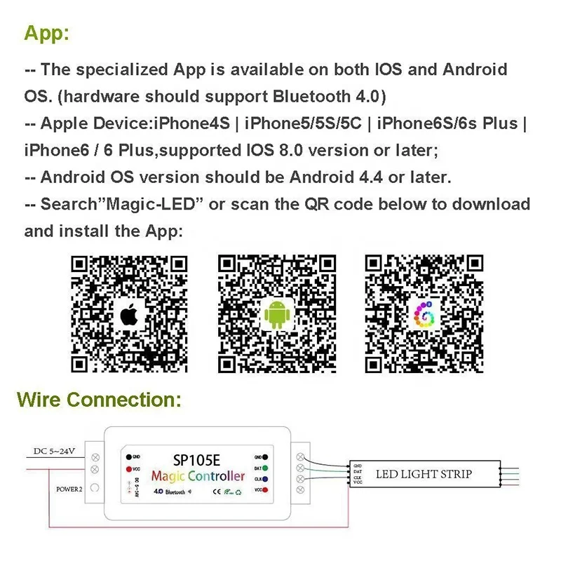 WS2812B RGB LED Light Strip pixel led controller SP107E APP Music APP RF Control DC5V-24V SP105E led pixel controller