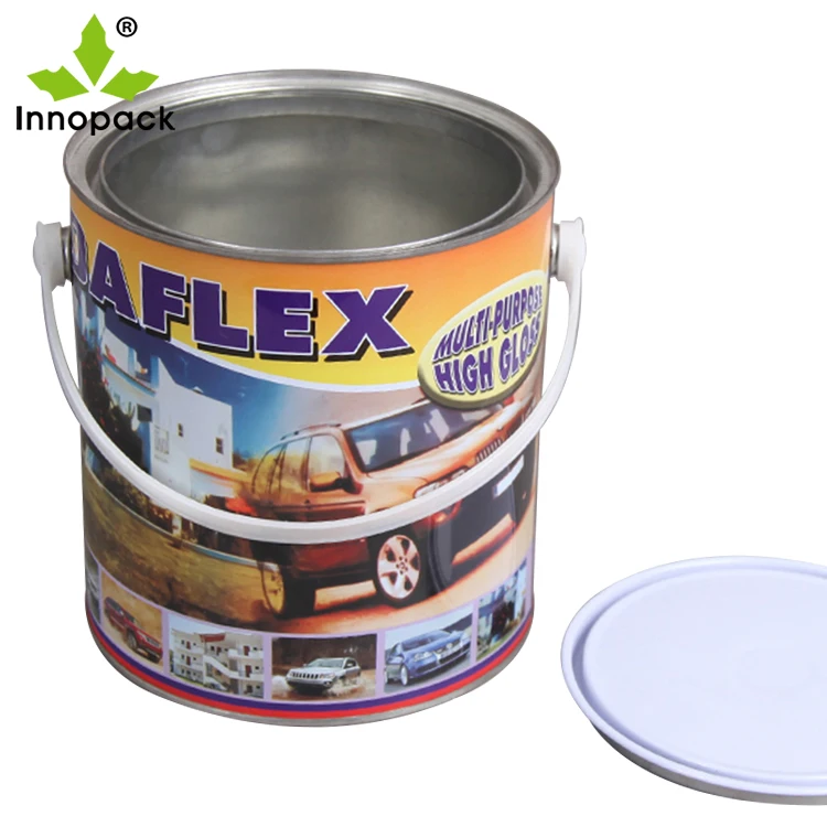 Customized Factory Price 4L 5L Seal Lid Paint Bucket With Handle Tin Can With Spout Lid Good Sealing For Paint