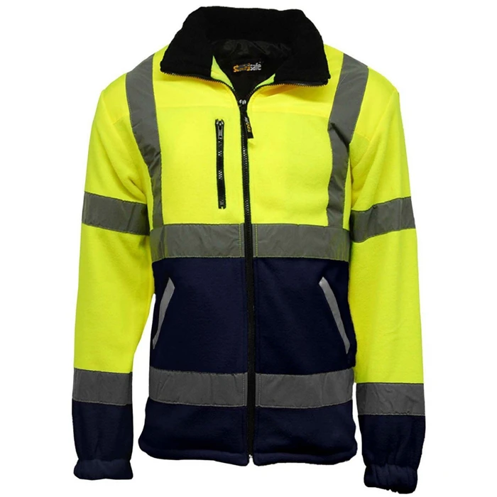 China manufacturer Hi Vis Full Zip Fleece Hoodie with 3 Meter Reflective Tape Fleece-lined Full Zip Jumper Custom wholesale