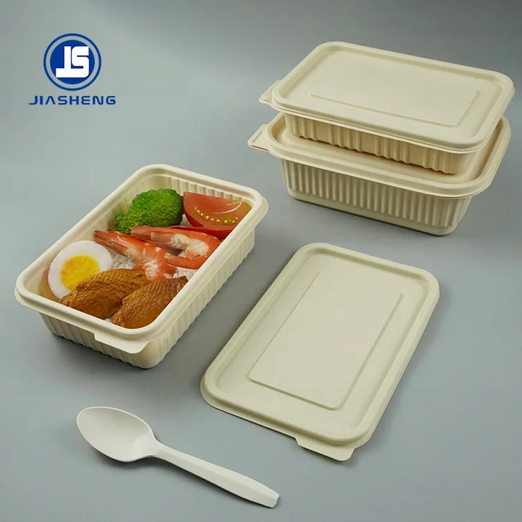 Cornstarch Food Container Disposable Take Away Lunch Packing Boxes Microwavable to Go Plastic CLASSIC Rectangle Sustainable