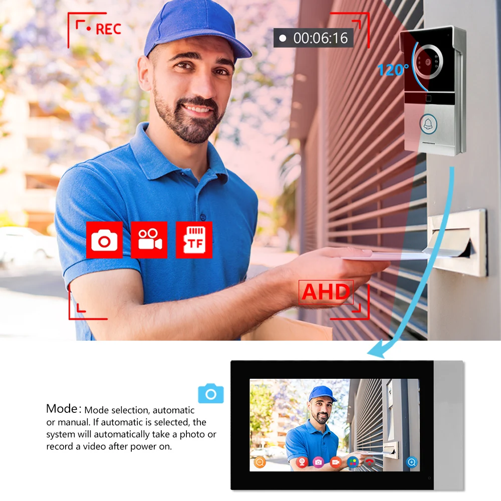 TuyaApp 2.4g Wifi Wireless 1080p Hd Video Doorbell Doorphone Remote Door Lock Unlock Module Psu 4 Wire Connection Villa Intercom