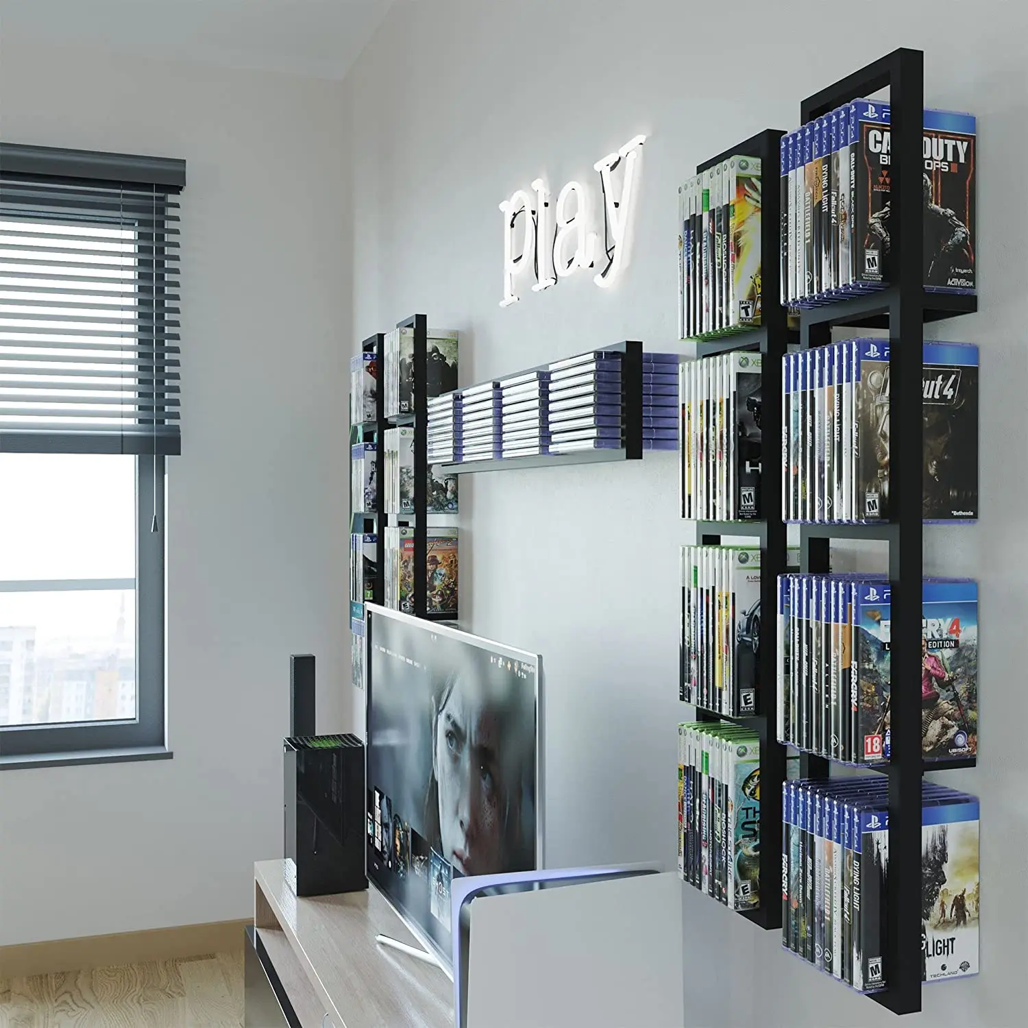 Multi-Layer Cube Storage Organizer Shelf Set of 5 Video Games CD DVD Storage Shelves Floating Shelves
