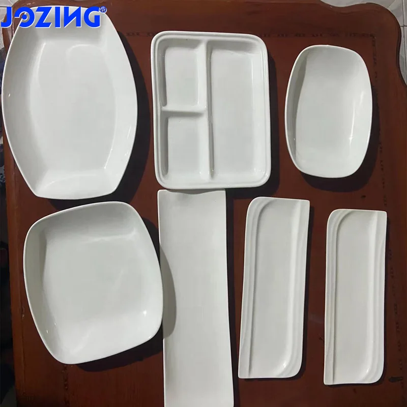 Jozing Factory Bulk Sell Stocked White Magnesia Porcelain  Plate Plain Clearance Sale White Plate & ceramic dish