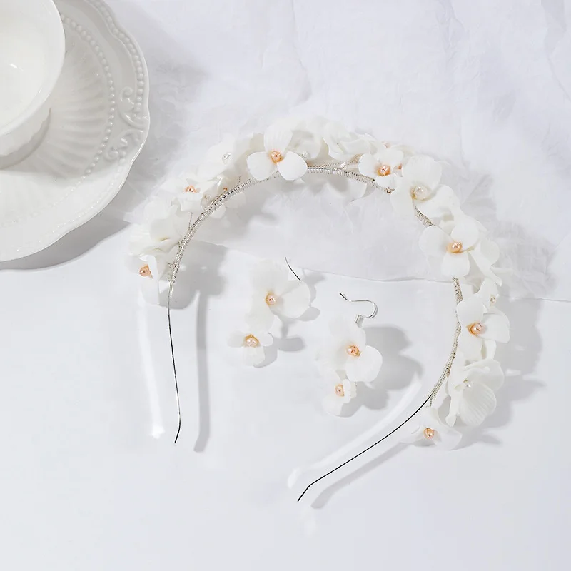 Bridal Wedding accessories Crown Hair accessories Handmade Ceramic Flower Headband Wedding Dress for Women