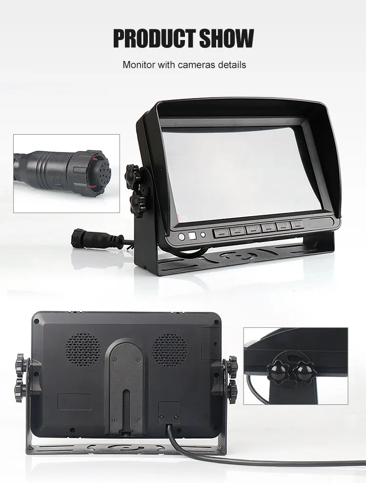 
High quality Truck Backup Wired Camera 4pin connector cables and Rear View Truck & Bus 7 inch Quad Monitor 