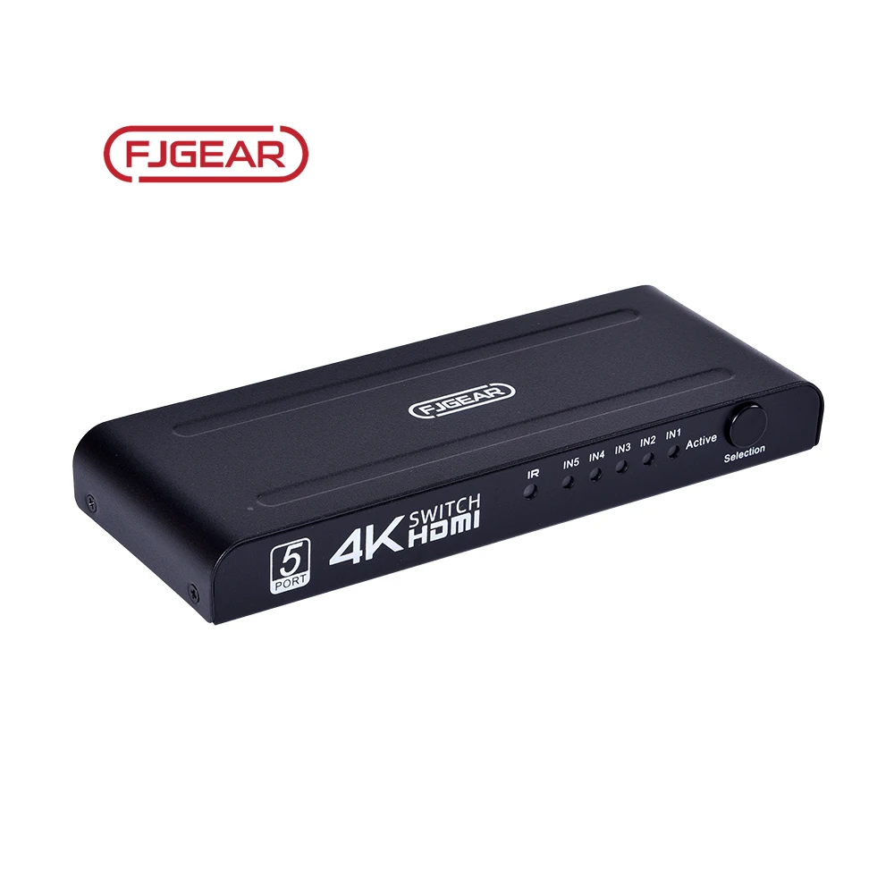 4K501 Fjgear Cheap And Fine 5 Ports Hdmi Hd Video Switcher 3840*2160/30Hz Selector Hdmi Kvm Switcher Hdmi Switch