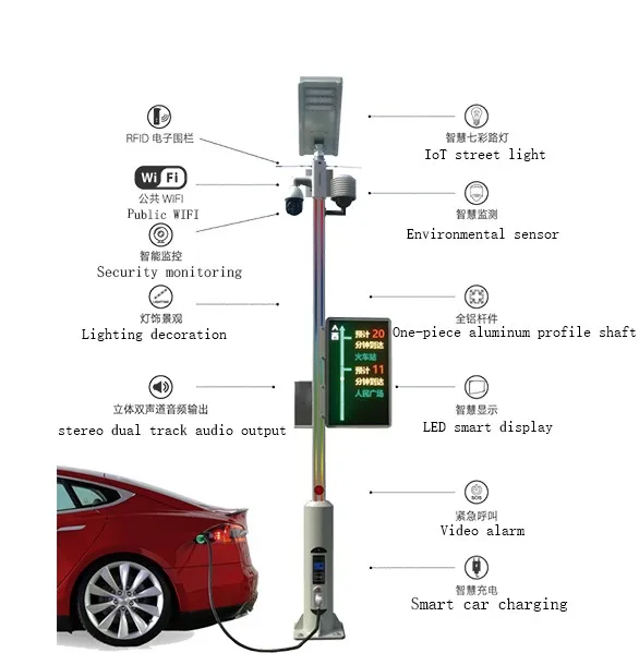 LEDbow Top solar aluminum light pole design for outdoor in smart cities