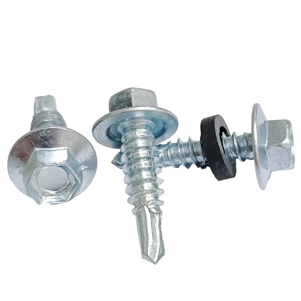 hex washer head galvanized self drilling screw/hex head self drilling roofing screws with rubber from China Goldensea