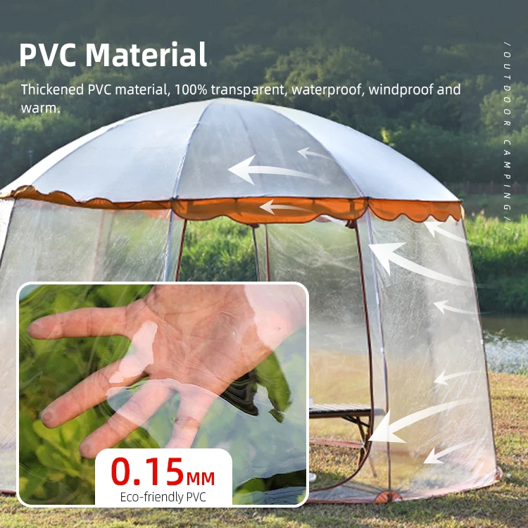 Rainproof And Transparent Storage Bubble Tent Pvc Ball Tent Luxury Camping Beach Tent With Wave Lace Surrounding Curtain