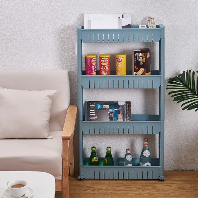 
Slide Out Storage Tower Folding 3 Tier Rolling Castor Trolley Spice Rac 