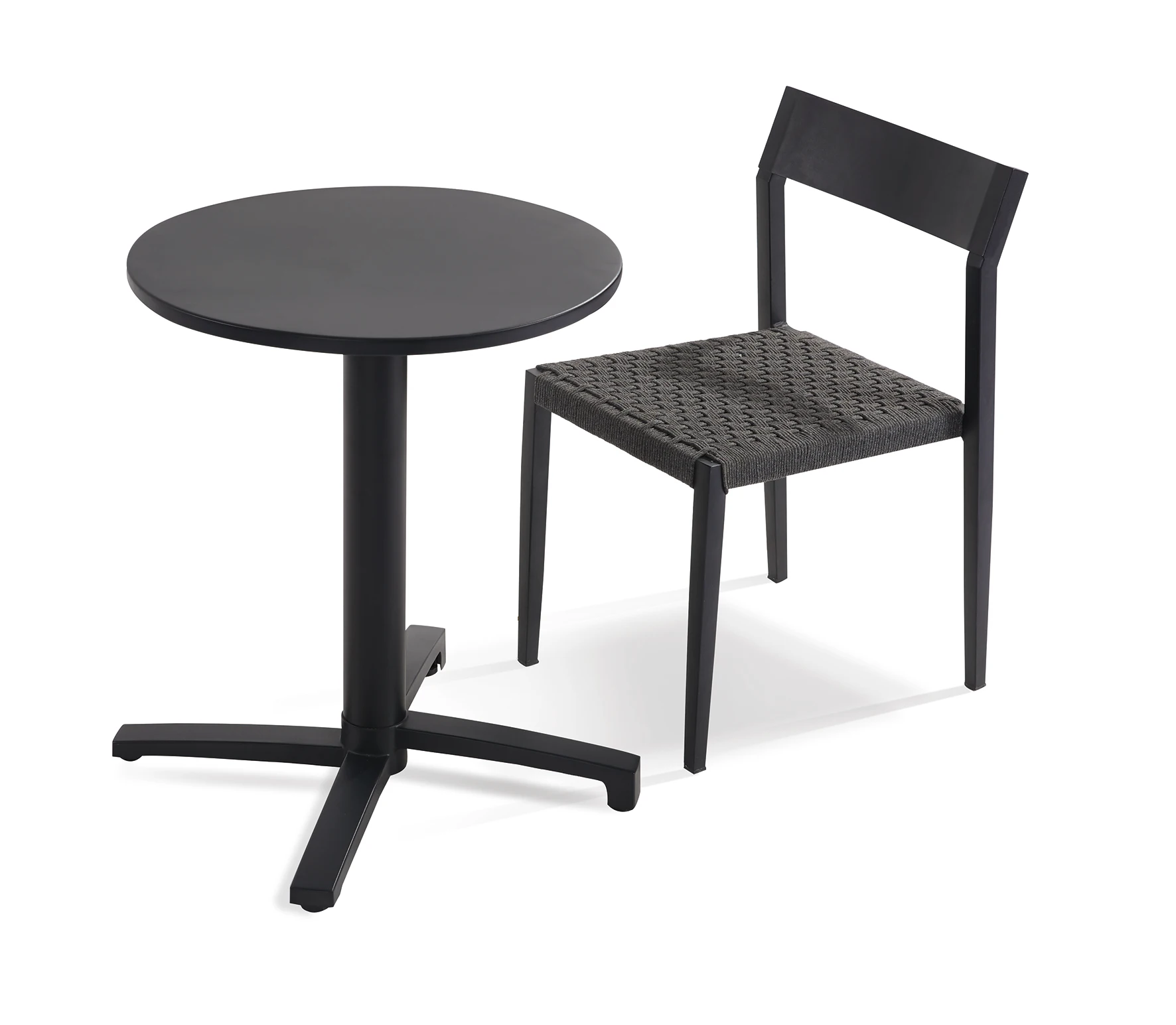 Outdoor Metal Tables Aluminum Black Small Round Table For Coffee Restaurant