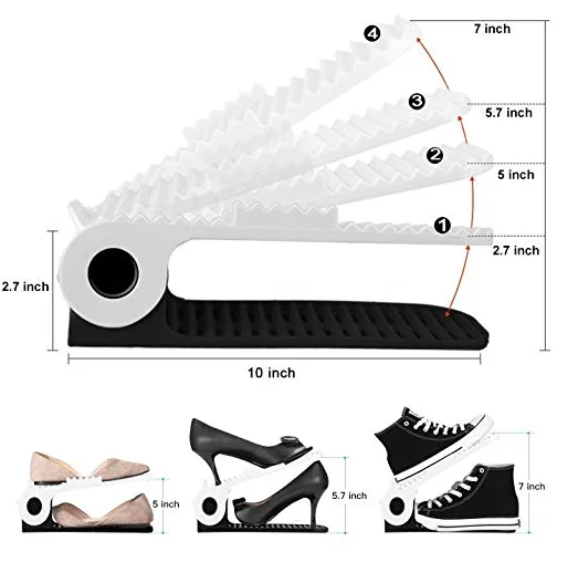 plastic white and black Shoe Slots Organizer Space Saver(SW2018052)