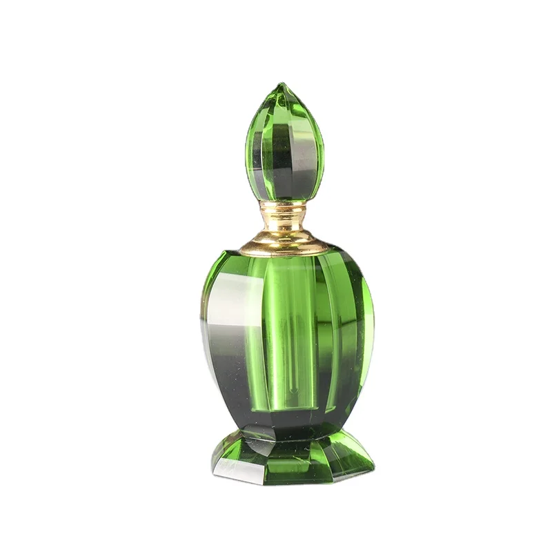 3ml 6ml 12ml Fancy Attar Perfume Glass Bottle Crystal green Perfume Bottle