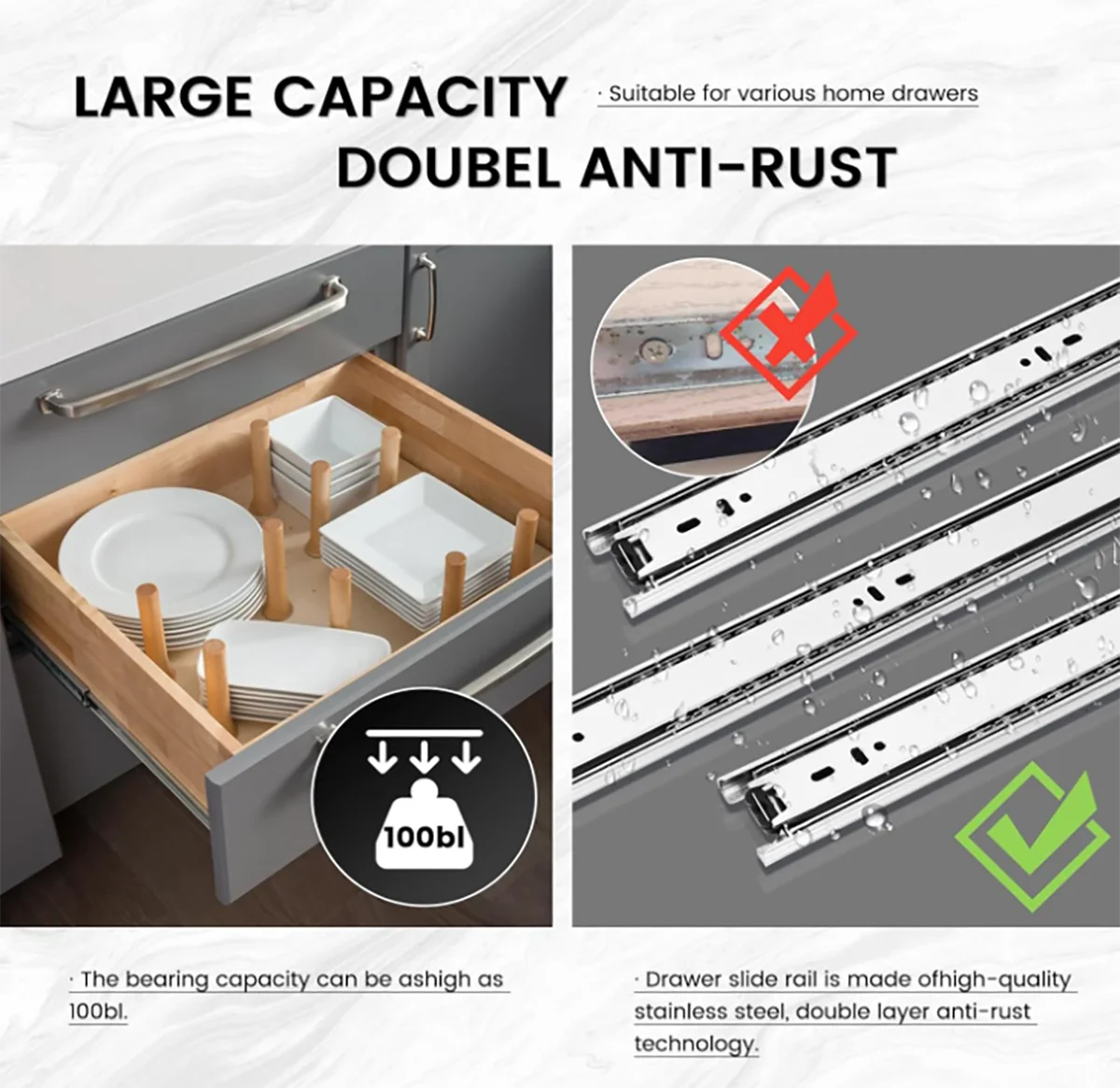 Foshan Fusaier Kitchen Cabinet Hardware Drawer Sliding Guide Rails Full Extension Telescopic Channel Ball Bearing Drawer Sliders