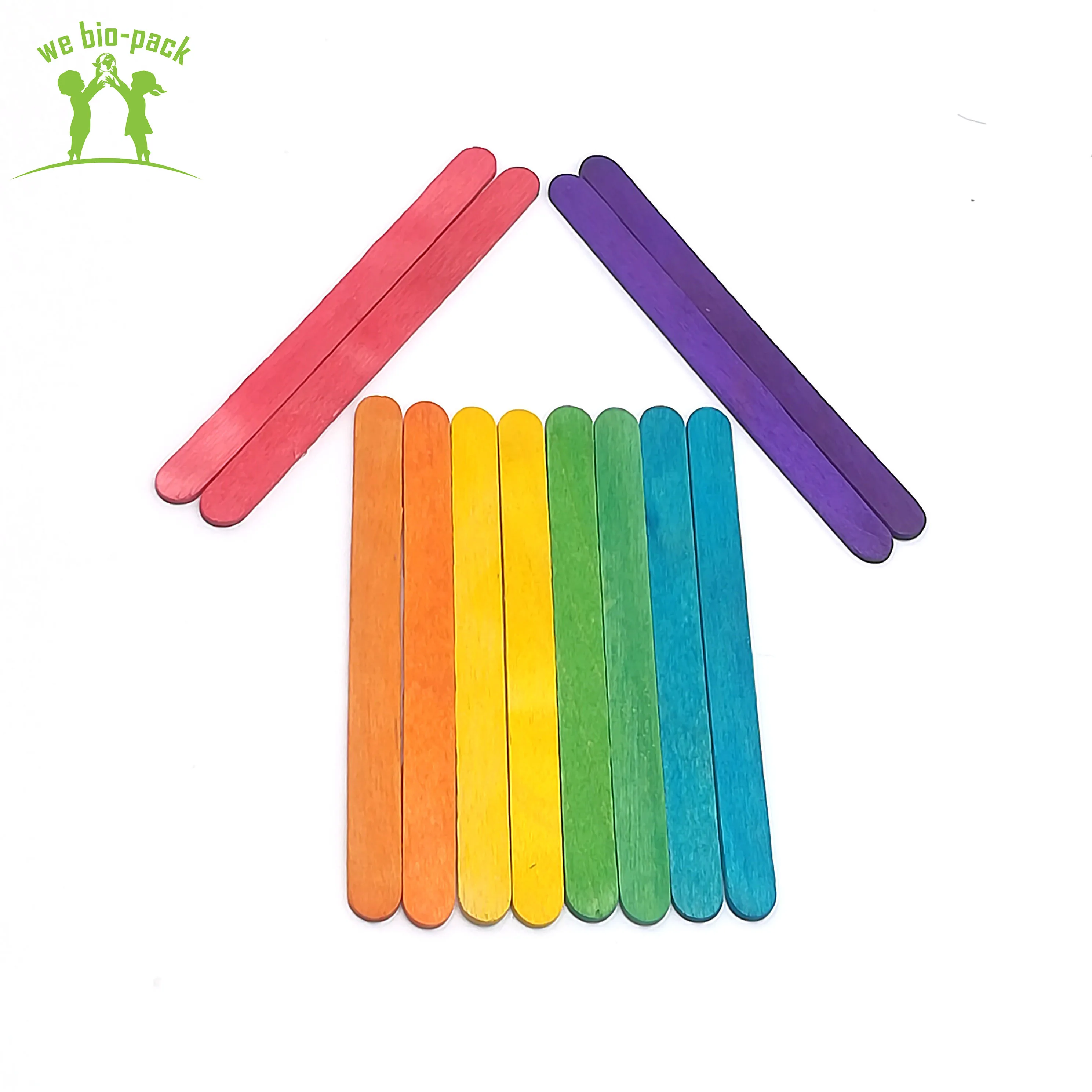 
110mm Kids Natural Safety Wooden DIY Colorful Craft Sticks Ice Cream Spoon 